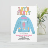 Preppy Patch Jeansjacke 9. Geburtstag Einladung (Stehend Vorderseite)