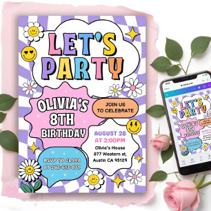 Preppy Patch Letter Einladung, Girl Birthday Invi Einladung
