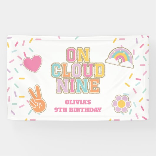 Preppy Patch On Cloud Nine 9th Birthday Banner (Horizontal)