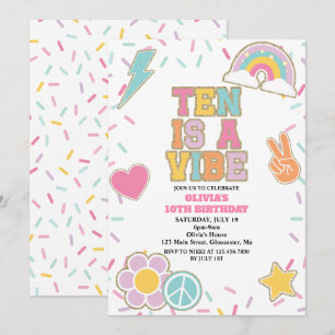 Preppy Patch Ten ist ein Vibe 10. Geburtstag Einladung