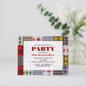 Preppy-Patchwork-Karierte Party Einladung (Stehend Vorderseite)