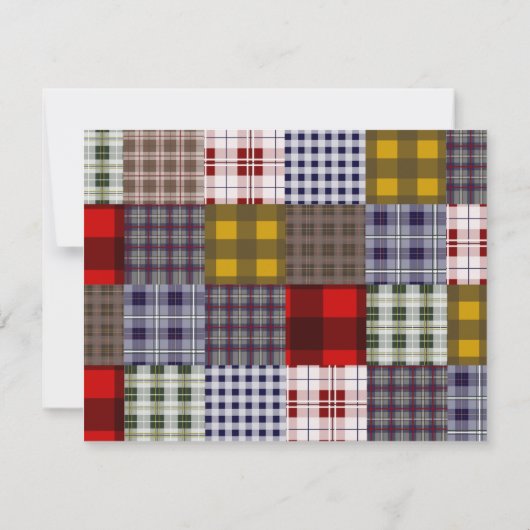 Preppy-Patchwork-Karierte Party Einladung (Rückseite)