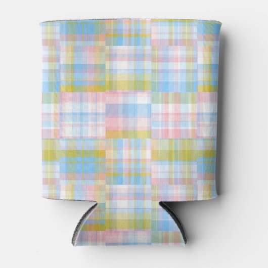 Preppy Patchwork Look Madras Pastel Dosenkühler (Vorderseite)