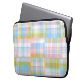 Preppy Patchwork Look Madras Pastel Laptopschutzhülle (Vorderseite Links)