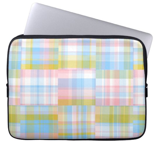 Preppy Patchwork Look Madras Pastel Laptopschutzhülle (Vorderseite)