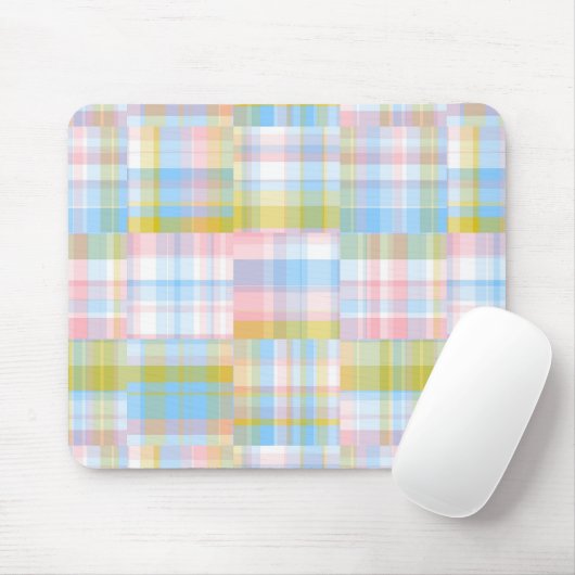Preppy Patchwork Look Madras Pastel Mousepad (Mit Mouse)