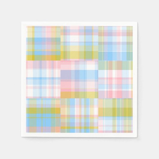Preppy Patchwork Look Madras Pastel Serviette (Vorderseite)