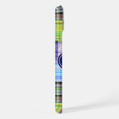 Preppy-Patchwork-Madras-Navy-Vierblatt-Monogramm iPhone Hülle (Rechte Seite)