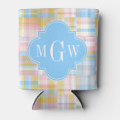 Preppy Patchwork Madras Pastel Quatrefolie Initial Dosenkühler (Vorderseite)
