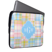 Preppy Patchwork Madras Pastel Quatrefolie Initial Laptopschutzhülle (Vorne Rechts)