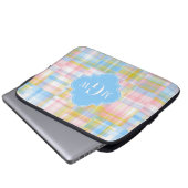 Preppy Patchwork Madras Pastel Quatrefolie Initial Laptopschutzhülle (Vorne Knopf)