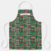 Preppy-Patchwork-Madras-Tiefrot-Grün-Weiß Schürze (Vorderseite)