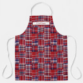 Preppy-Patchwork-Madras-Tiefrot-Navy-Weiß Schürze (Vorderseite)