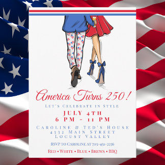 Preppy-Patrioten-Paar Amerika 250. Geburtstag Einladung