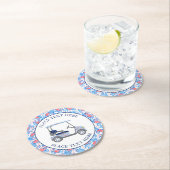 Preppy Patriotic Crabs Golf Cart Runder Pappuntersetzer (Vor Ort)