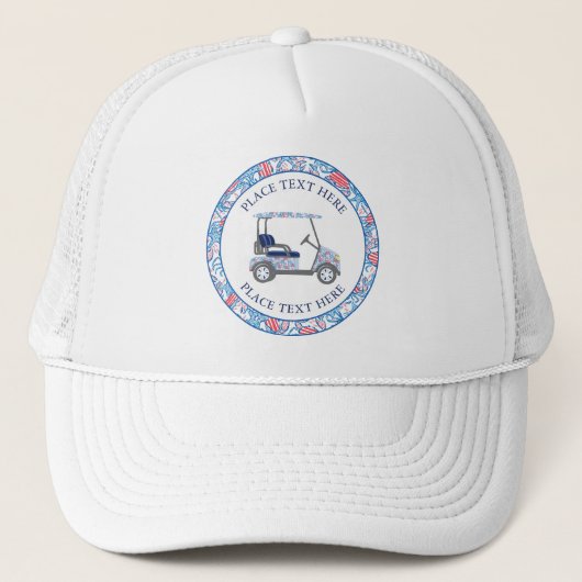 Preppy Patriotic Crabs Golf Cart Truckerkappe (Vorderseite)