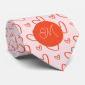 Preppy pattern - rosa & rote Herzen + initiale Krawatte (Gerollt)