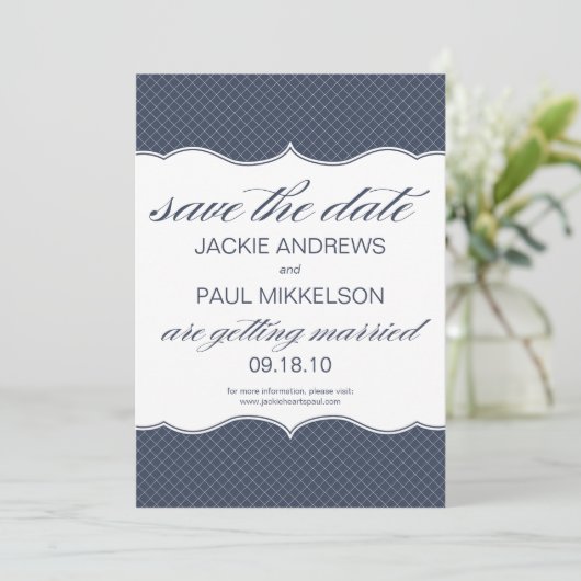 Preppy Pattern Save the Date Card (Stehend Vorderseite)