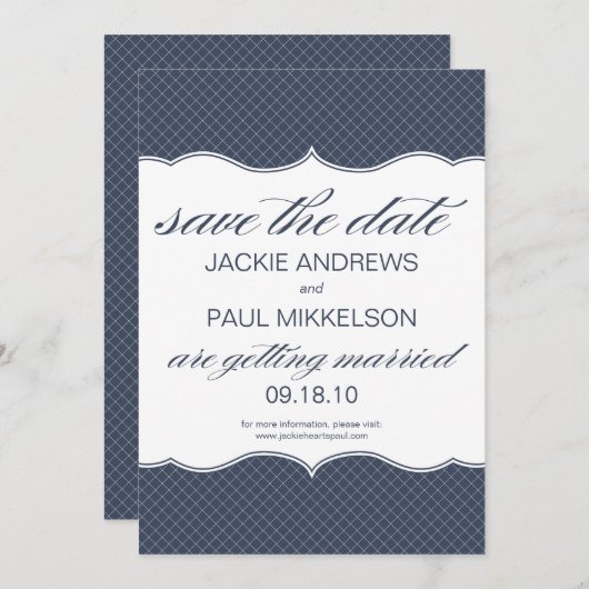 Preppy Pattern Save the Date Card (Vorne/Hinten)