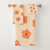 Preppy Peach Orange Hippie Blume Badhandtuch Set (Insitu)