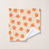 Preppy Peach Orange Hippie Blume Badhandtuch Set (Waschlappen)