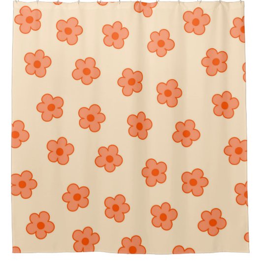 Preppy Peach Orange Hippie Blume Duschvorhang (Vorderseite)