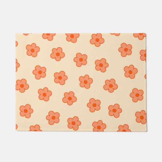 Preppy Peach Orange Hippie Blume Fußmatte (Vorderseite)