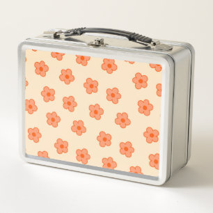 Preppy Peach Orange Hippie Blume Metall Brotdose
