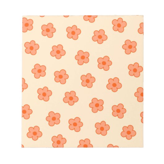 Preppy Peach Orange Hippie Blume Notizblock (Vorderseite)