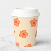 Preppy Peach Orange Hippie Blume Pappbecher (Rückseite)