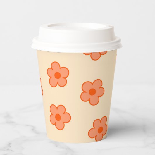 Preppy Peach Orange Hippie Blume Pappbecher (Vorderseite)