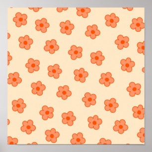 Preppy Peach Orange Hippie Blume Poster