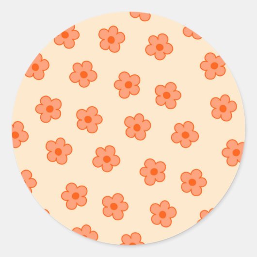 Preppy Peach Orange Hippie Blume Runder Aufkleber (Vorderseite)