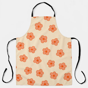 Preppy Peach Orange Hippie Blume Schürze
