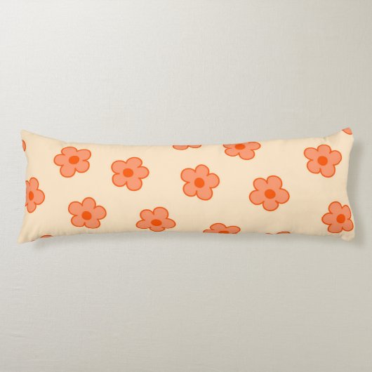 Preppy Peach Orange Hippie Blume Seitenschläferkissen (Vorderseite)