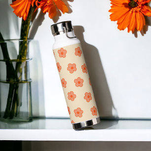 Preppy Peach Orange Hippie Blume Trinkflasche