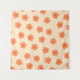 Preppy Peach Orange Hippie Blume Wandteppich