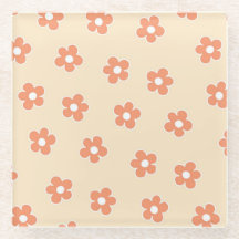 Preppy Peach White Hippie Blume Muster