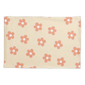 Preppy Peach White Hippie Blume Muster Kissenbezug (Rückseite)