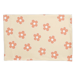 Preppy Peach White Hippie Blume Muster Kissenbezug
