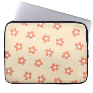 Preppy Peach White Hippie Blume Muster Laptopschutzhülle