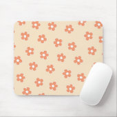 Preppy Peach White Hippie Blume Muster Mousepad (Mit Mouse)