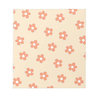 Preppy Peach White Hippie Blume Muster Notizblock
