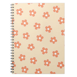 Preppy Peach White Hippie Blume Muster Notizblock