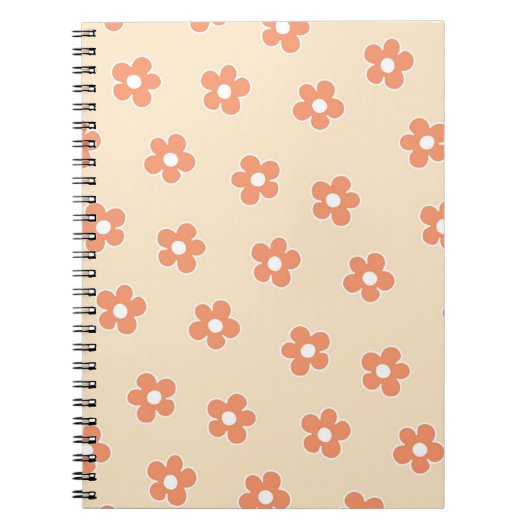 Preppy Peach White Hippie Blume Muster Notizblock (Vorderseite)