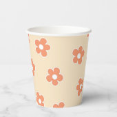Preppy Peach White Hippie Blume Muster Pappbecher (Rückseite)