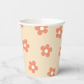 Preppy Peach White Hippie Blume Muster Pappbecher (Links)