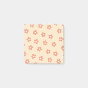 Preppy Peach White Hippie Blume Muster Post-it Klebezettel