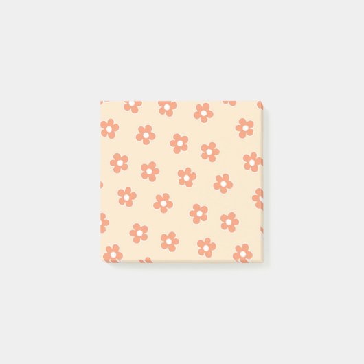 Preppy Peach White Hippie Blume Muster Post-it Klebezettel (Vorderseite)