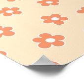 Preppy Peach White Hippie Blume Muster Poster (Ecke)